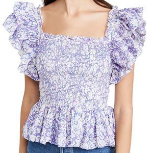 Love The Label Lavender Purple Smocked Square Neck Top